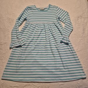 Be Mine girls size 8 light blue and white striped dress VGUC